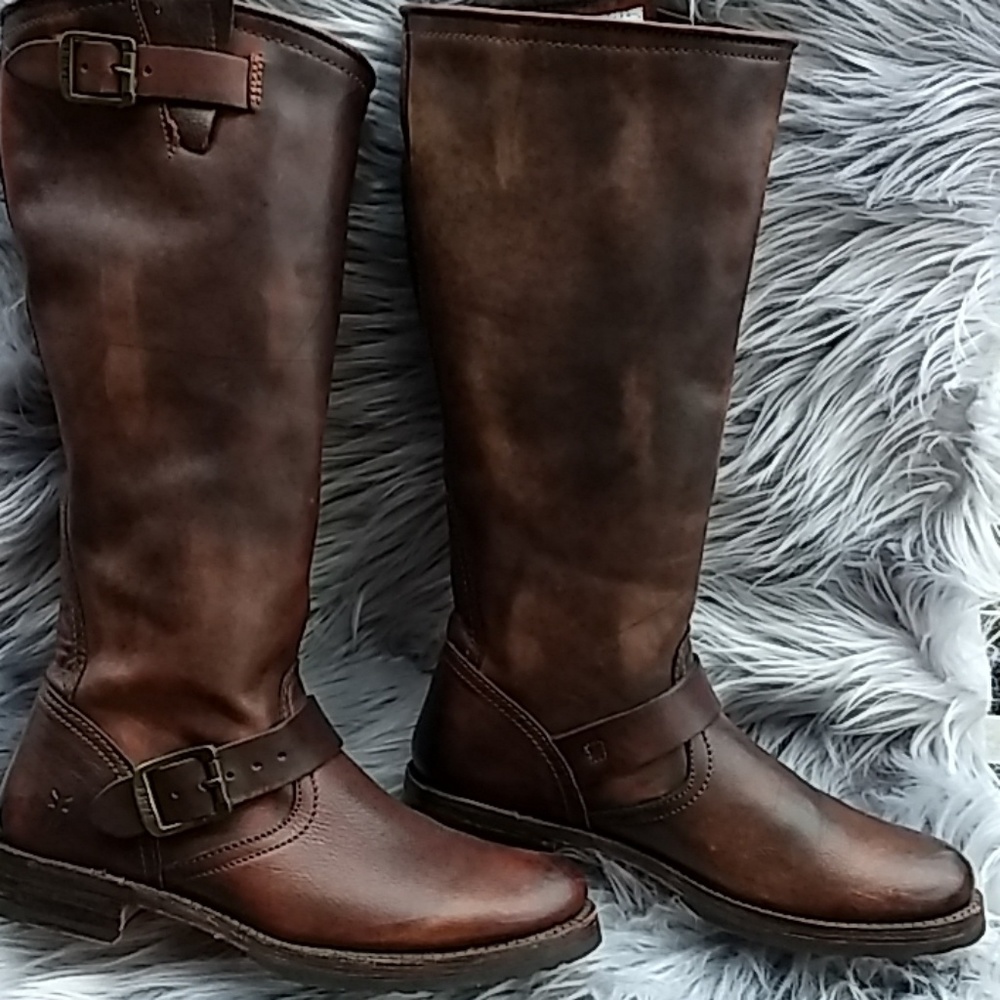 Authentic Frye Veronica Slouch Boots in Stone